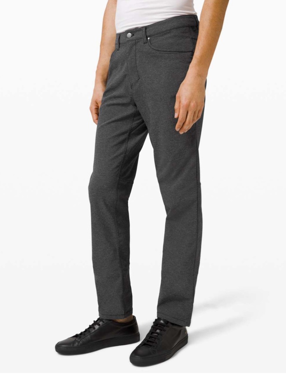 Lululemon ABC PantsTech Canvas Men's. Size 36. 32” Heathered Black Gray 6 Pocket